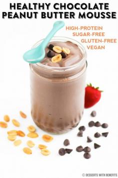 
                    
                        HEALTHY Chocolate Peanut Butter Mousse — 5 ingredient decadence right here!  None of the sugar, heavy cream, cream cheese or butter, but ALL of the sweetness, creaminess, thickness and richness. [sugar free, low carb, high protein, gluten free, vegan] -- Save on calories, splurge on flavor!
                    
                