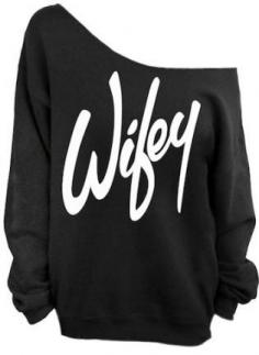 Gray "Wifey" Print Off The Shoulder Sweatshirt,  Sweater, gray wifey off shoulder sweater, Casual