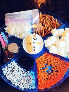 Throwing a Frozen Birthday Party: Fun Kid's Craft, making Olaf out of marshmallows.  Perfect thing to do "In summer".