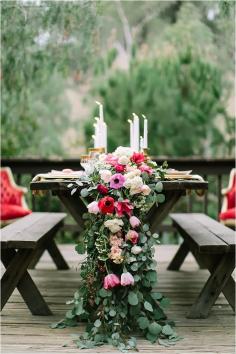 Romantic Rustic Wedding Ideas//Love this but I would want it draped on the head table