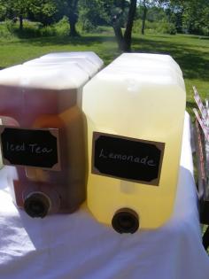 Buy 10 gallon jugs of water for parties and add in desired drink mix: tea, lemonade, fruit punch, etc. Can always save the jugs for later parties, too.