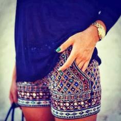 Gorgeous embellished shorts with solid top | HIGH RISE FASHION