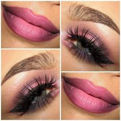 Light Pink Eyeshadow, Long Eyelashes, Matte Pink Lip