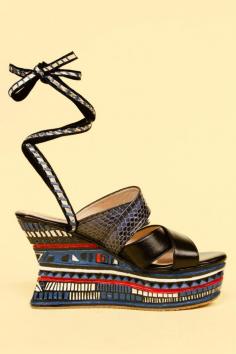 Opening Ceremony : suede and snakeskin strappy wedges