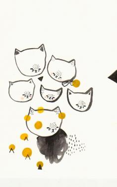 original painting- six cats by Pretty Little Thieves - one of my fave artists! #etsy #walls #art #gifts #nursery #kids