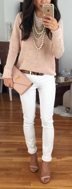 ann taylor linen sweater white jeans outfit