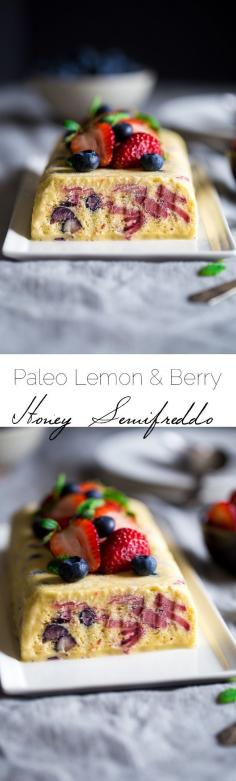 
                    
                        Paleo Red, White and Blueberry Lemon Honey Semifreddo Recipe - This frozen, mousse-like dessert uses honey and coconut milk to make it healthy, and only 160 calories a slice! It's loaded with berries and is creamy and refreshing! Perfect for July 4th! | Foodfaithfitness.com | Taylor | Food Faith Fitness
                    
                