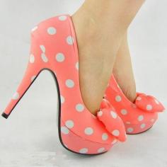 Pink shoes with polka dots and bows