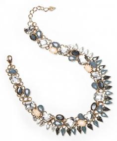 
                    
                        Grey crystal and glass stone statement necklace
                    
                