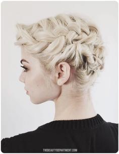 Just because you have a bob haircut doesn't mean you can't do an updo. This stunning hairstyle is perfect for brides who want to make a big statement with their hair. Get the tutorial at The Beauty Department »  - GoodHousekeeping.com