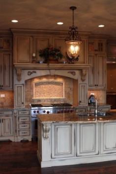 painted white with chocolate glaze This will be our kitchen cabinets one day!! Beautiful Kitchen!!