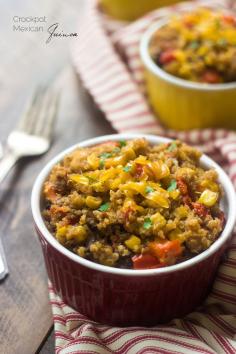 
                    
                        Crock Pot Mexican Quinoa - Let the Crock Pot do the work for you with this gluten free, meatless and healthy weeknight dinner! | Foodfaithfitness.com | Taylor | Food Faith Fitness
                    
                