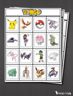 POKEMON Birthday Party Bingo Game Set of 15 by TheDesignDog, $7.99