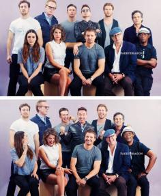 "Avengers: Age of Ultron" cast at San Diego Comic Con 2014 -- official portrait shots (serious and silly...!) YOU GUYS LOOK! STARLORD
