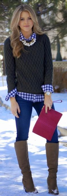 Winter style basics - Blue And White Gingham Button Down