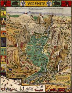 Map of Yosemite National Park from 1931.  ~ Go in the early spring! The waterfalls are at full tilt.