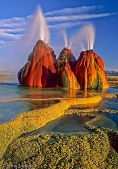 Fly Geyser in the Black Rock Desert of northwestern Nevada #travel #vacation #europe #mexico #Caribbean #southamerica #australia #asia #familyvacation #explore #visit #placestogo #places #place #visiting www.gmichaelsalon... #tourism #tourist #tour #bucketlist #trip #trips #takemethere #california #chicago #southamerica #bahamas #bermuda #aruba #jamaica #grandcayman