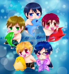 
                    
                        Chibi free! characters by ernn ...  Free! - Iwatobi Swim Club, haruka nanase, haru nanase, haru, haruka, free!, iwatobi, makoto tachibana, makoto, tachibana, nanase, rei ryugazaki, rei, ryugazaki, nagisa hazuki, hazuki, nagisa, matsuoka, rin, rin matsuoka, doplhin, butterfly, orca, killer whale, shark, pinguin
                    
                