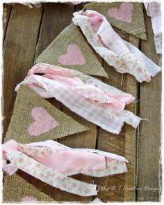 Pink Heart on Burlap garland | Baby shower