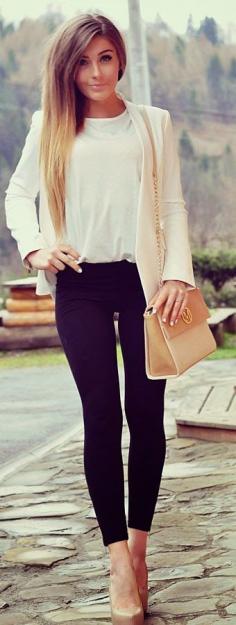 White, Black And Beige Outfit Idea #ootd