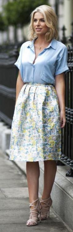 
                    
                        Yellow And Blue Floral Midi Skirt
                    
                