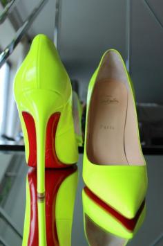 Neon Pumps with Red Soles. Hotness!