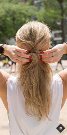 Who says ponytails are just for the gym? Pump up the volume and add some tousled texture and you get a chic-meets-messy updo that looks sophisticated, but still feels summery and carefree.