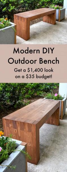Williams Sonoma inspired DIY outdoor bench - diycandy.com
