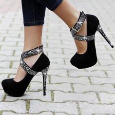 Sparkly strapped heels..