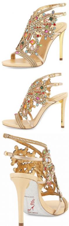 Brilliant Luxury by Emmy DE * René Caovilla Multi-Crystal Strappy Sandal