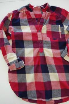 i love everything about this...the color, the flannel and the fact that it doesn't button all the way downFun2Fun Colibri Plaid Tab-Sleeve Cotton Shirt