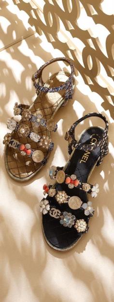 CHANEL Embellished sandals ✿⊱╮