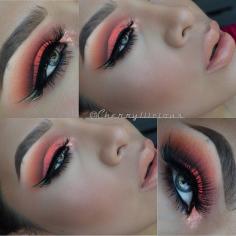 Sultry coral black dramatic eye makeup