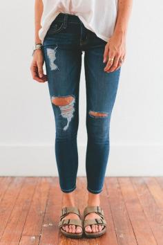 Apparel // distressed jeans and sandals