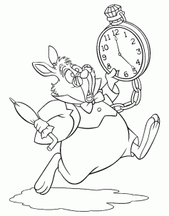 The White Rabbit always in a hurry coloring page