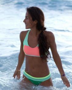 Lululemon swimsuit. Love the bright colors and it would also be a good waterpark suit!