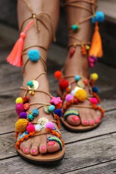 Chic style / karen cox. Tie up gladiator sandals Penny Lane''  handmade by ElinaLinardaki