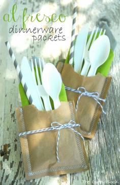 Al Fresco Dinnerware Picnic Packets made with   brown paper bags