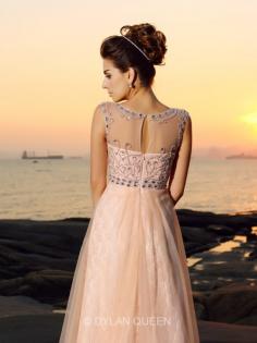 A-Line/Princess Bateau Sleeveless Floor-length Chiffon Lace Dresses