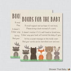 Woodland Baby Shower Bring a Book Instead of a Card Invitation Inserts - Instant Download - Woodland Baby Shower Neutral - 0010