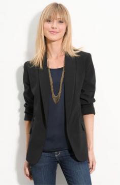 blazer + long necklace