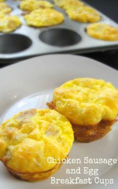 Freezer Breakfast Recipe. Chicken Sausage and Egg Breakfast Cups. 141 Calories and only 3 Weight Watchers Points.