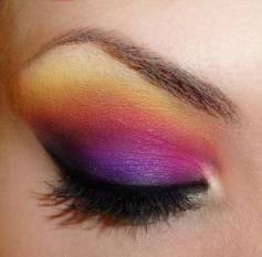 Colorful sunset eye makeup