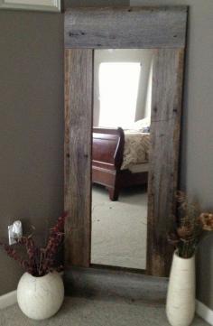 Full Length Barn Wood Mirror For hallway DIY with cheap mirror and repurposed wood - 40 Rustic Home Decor Ideas You Can Build Yourself - Page 7 of 9 - DIY  Crafts