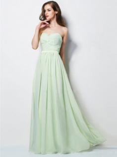 Fashion A-Line Sweetheart Sleeveless Pleats Chiffon Floor-Length Dress