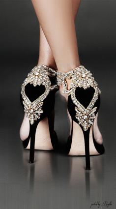 Black gold heels