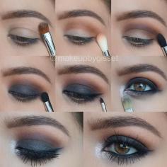 Gray green smokey eye