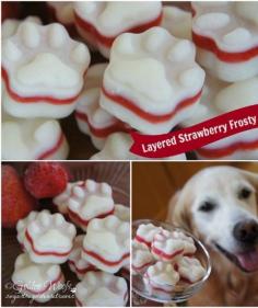 Layered Strawberry Frosty Paws (dog treat recipe)