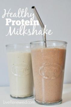 
                    
                        A healthy alternative for a cold, refreshing milkshake with an added protein boost. Healthy Banana or Chocolate Protein Milkshake at LiveRenewed.com
                    
                