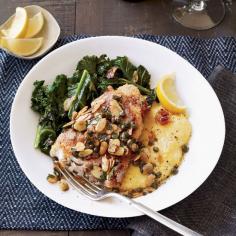 Swordfish Piccata | The farm behind La Provence raises heritage Mangalitsa pigs; John Besh uses the well-marbled ham for his swordfish. For home cooks, wrapping prosciutto or serrano ham around swordfish keeps the seafood moist and flavorful.